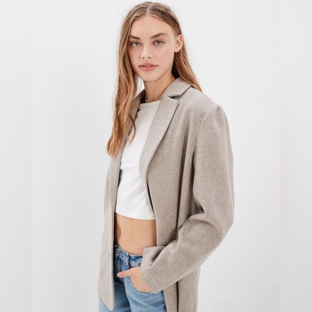 NWT American Eagle AE Herringbone Blazer, Neutral | Sz L